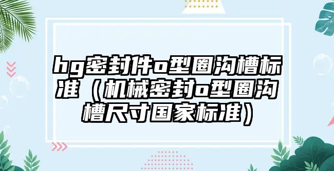 hg密封件o型圈溝槽標(biāo)準(zhǔn)（機(jī)械密封o型圈溝槽尺寸國家標(biāo)準(zhǔn)）