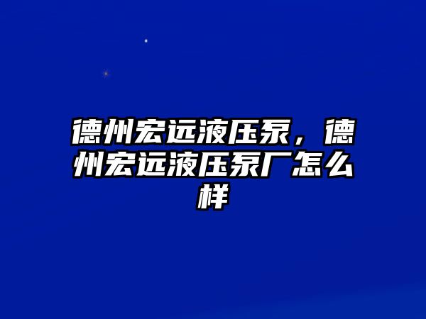 德州宏遠(yuǎn)液壓泵，德州宏遠(yuǎn)液壓泵廠怎么樣