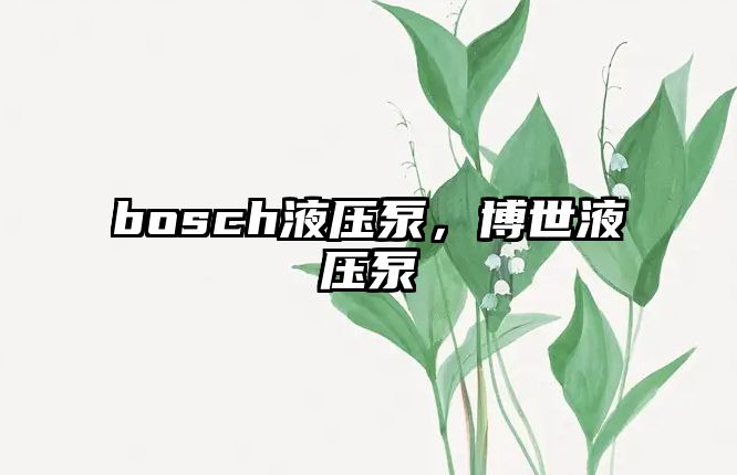 bosch液壓泵，博世液壓泵