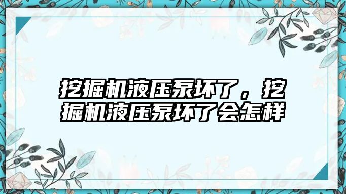 挖掘機液壓泵壞了，挖掘機液壓泵壞了會怎樣