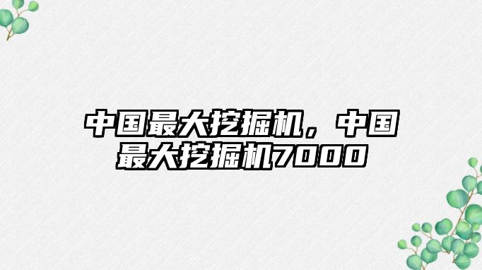 中國(guó)最大挖掘機(jī)，中國(guó)最大挖掘機(jī)7000