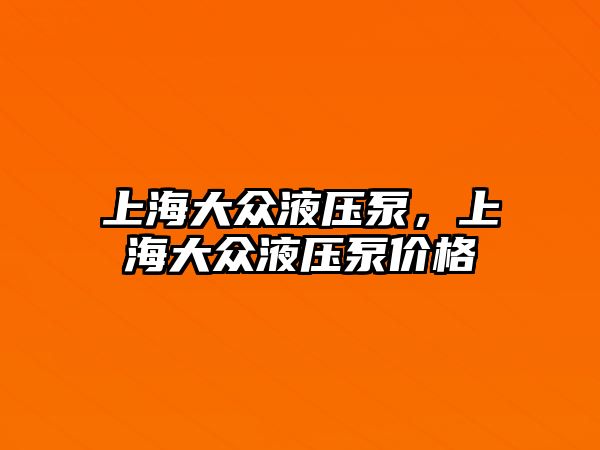 上海大眾液壓泵，上海大眾液壓泵價格