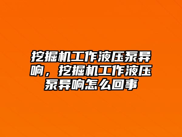 挖掘機(jī)工作液壓泵異響，挖掘機(jī)工作液壓泵異響怎么回事