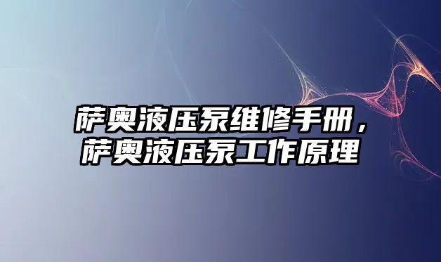 薩奧液壓泵維修手冊，薩奧液壓泵工作原理