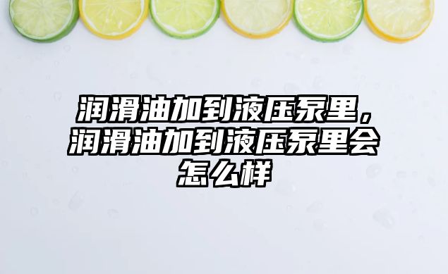 潤滑油加到液壓泵里，潤滑油加到液壓泵里會(huì)怎么樣