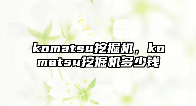 komatsu挖掘機，komatsu挖掘機多少錢