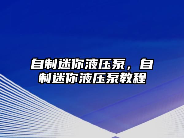 自制迷你液壓泵，自制迷你液壓泵教程