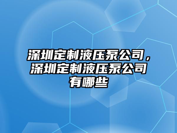 深圳定制液壓泵公司，深圳定制液壓泵公司有哪些