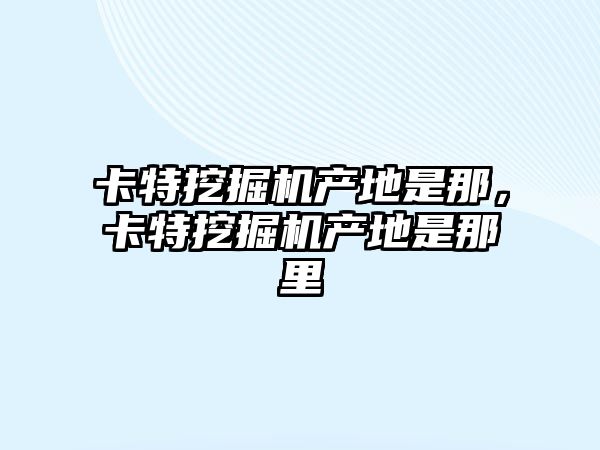 卡特挖掘機產地是那，卡特挖掘機產地是那里