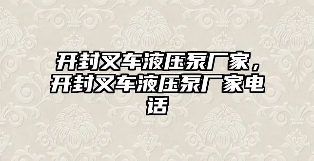 開封叉車液壓泵廠家，開封叉車液壓泵廠家電話