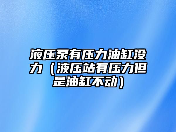 液壓泵有壓力油缸沒力（液壓站有壓力但是油缸不動）