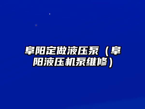 阜陽定做液壓泵（阜陽液壓機泵維修）