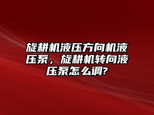 旋耕機(jī)液壓方向機(jī)液壓泵，旋耕機(jī)轉(zhuǎn)向液壓泵怎么調(diào)?