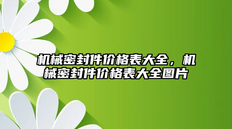 機械密封件價格表大全，機械密封件價格表大全圖片