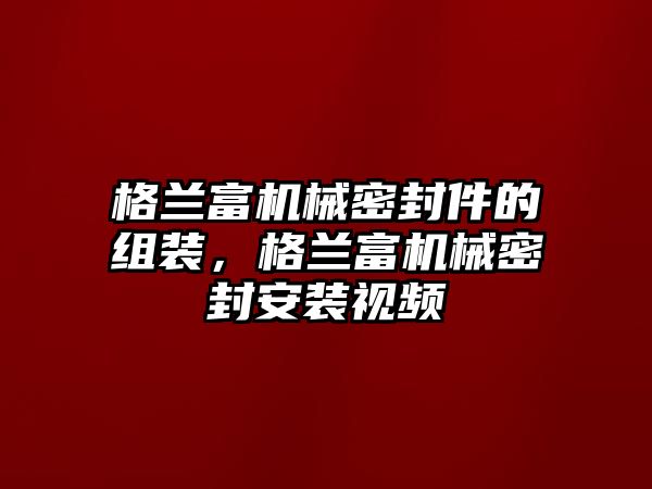 格蘭富機(jī)械密封件的組裝，格蘭富機(jī)械密封安裝視頻