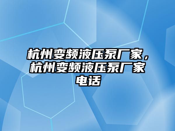 杭州變頻液壓泵廠家，杭州變頻液壓泵廠家電話