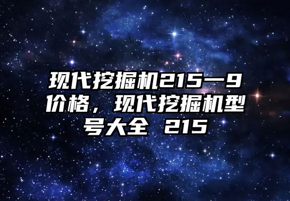 現(xiàn)代挖掘機215一9價格，現(xiàn)代挖掘機型號大全 215