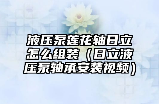 液壓泵蓮花軸日立怎么組裝（日立液壓泵軸承安裝視頻）