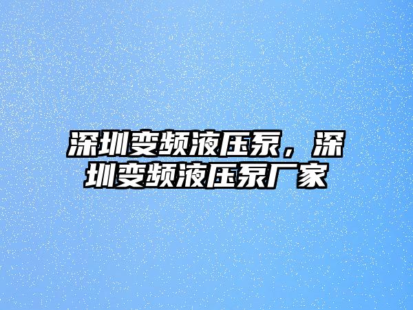 深圳變頻液壓泵，深圳變頻液壓泵廠家