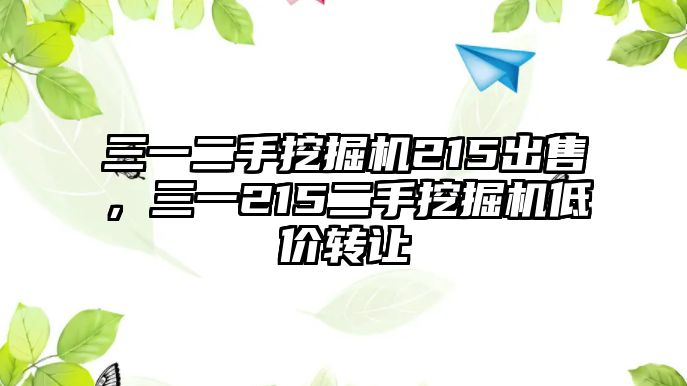 三一二手挖掘機(jī)215出售，三一215二手挖掘機(jī)低價(jià)轉(zhuǎn)讓