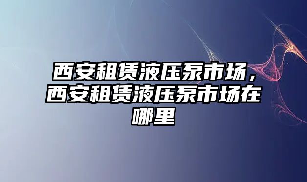 西安租賃液壓泵市場，西安租賃液壓泵市場在哪里