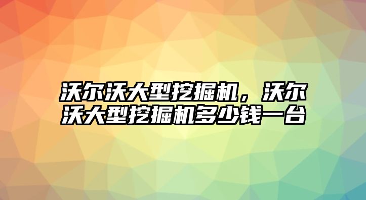 沃爾沃大型挖掘機(jī)，沃爾沃大型挖掘機(jī)多少錢一臺