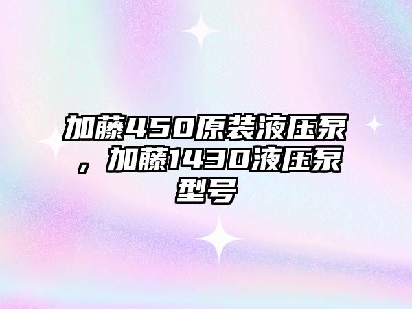 加藤450原裝液壓泵，加藤1430液壓泵型號