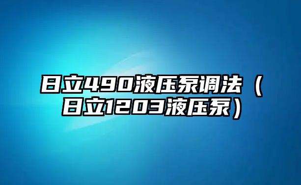 日立490液壓泵調(diào)法（日立1203液壓泵）