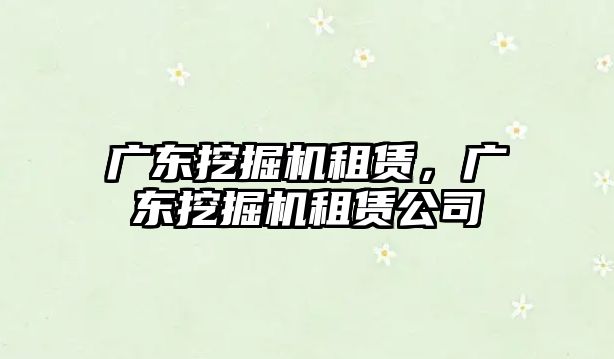 廣東挖掘機租賃，廣東挖掘機租賃公司