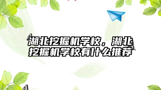 湖北挖掘機學校，湖北挖掘機學校有什么推薦