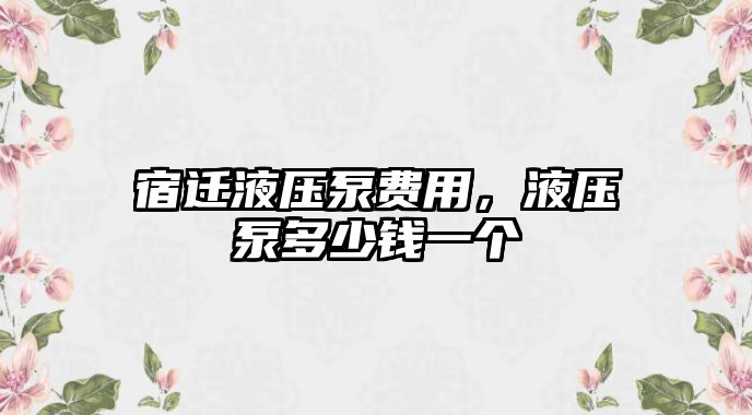 宿遷液壓泵費(fèi)用，液壓泵多少錢一個(gè)