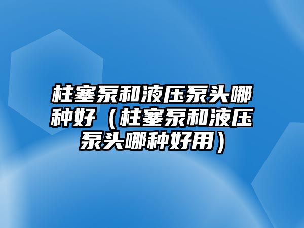 柱塞泵和液壓泵頭哪種好（柱塞泵和液壓泵頭哪種好用）