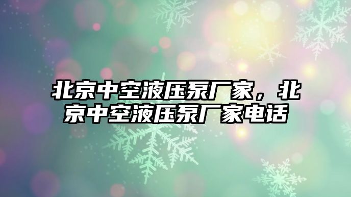 北京中空液壓泵廠家，北京中空液壓泵廠家電話