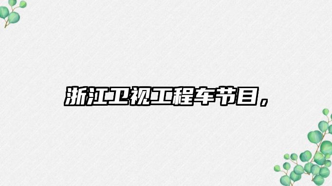 浙江衛(wèi)視工程車節(jié)目，