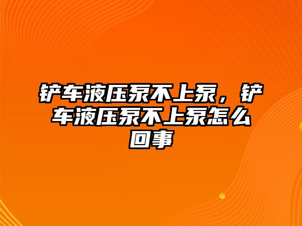 鏟車液壓泵不上泵，鏟車液壓泵不上泵怎么回事