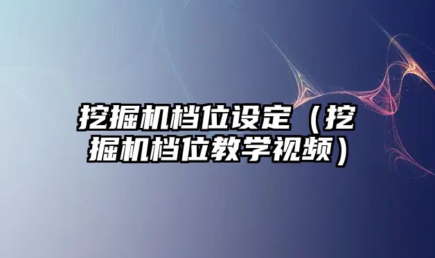 挖掘機檔位設(shè)定（挖掘機檔位教學視頻）