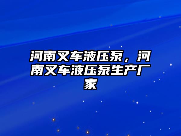 河南叉車液壓泵，河南叉車液壓泵生產(chǎn)廠家