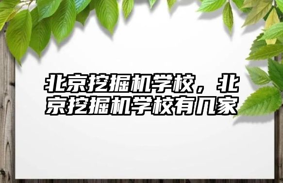 北京挖掘機學校，北京挖掘機學校有幾家