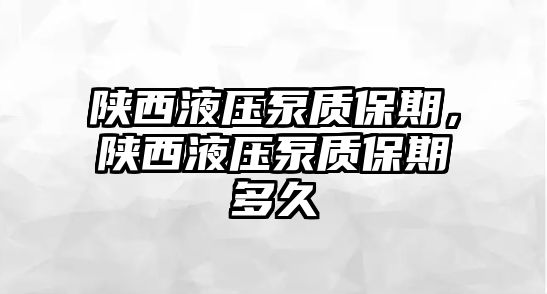 陜西液壓泵質(zhì)保期，陜西液壓泵質(zhì)保期多久