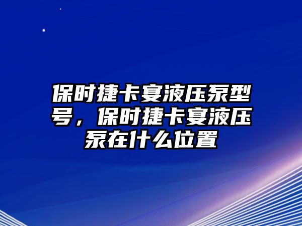 保時捷卡宴液壓泵型號，保時捷卡宴液壓泵在什么位置