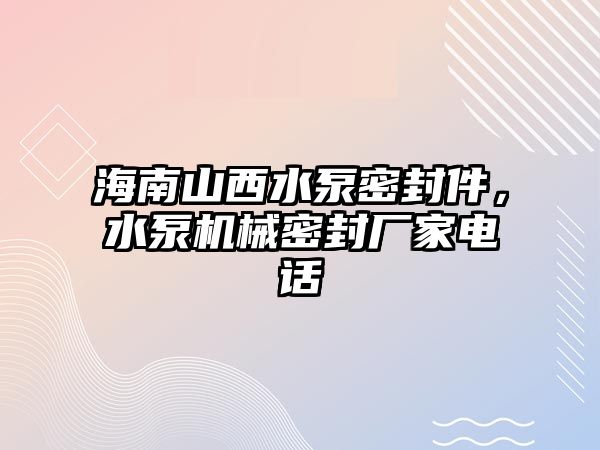 海南山西水泵密封件，水泵機械密封廠家電話