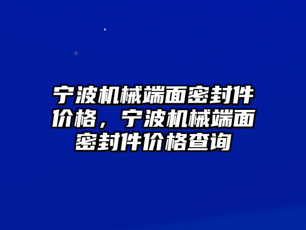 寧波機(jī)械端面密封件價(jià)格，寧波機(jī)械端面密封件價(jià)格查詢