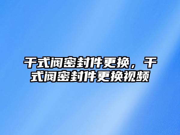 干式閥密封件更換，干式閥密封件更換視頻