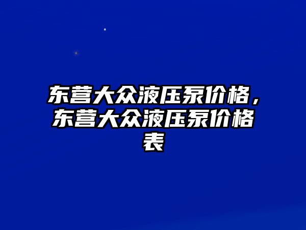 東營大眾液壓泵價格，東營大眾液壓泵價格表