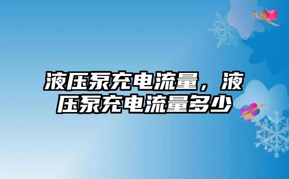 液壓泵充電流量，液壓泵充電流量多少