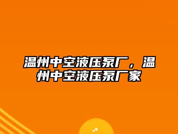 溫州中空液壓泵廠，溫州中空液壓泵廠家