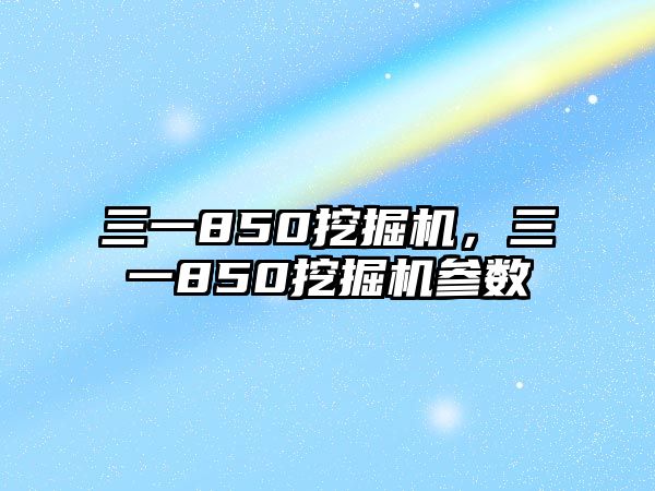 三一850挖掘機，三一850挖掘機參數