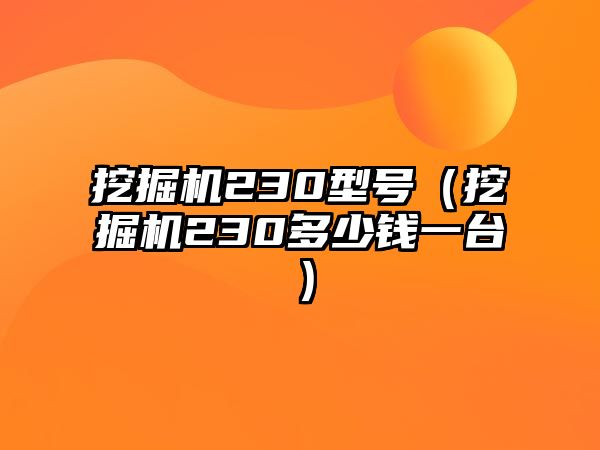 挖掘機230型號（挖掘機230多少錢一臺）