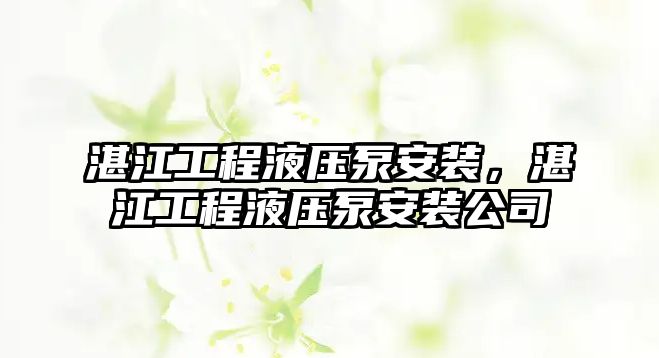 湛江工程液壓泵安裝，湛江工程液壓泵安裝公司