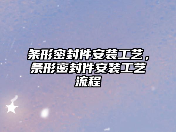 條形密封件安裝工藝，條形密封件安裝工藝流程